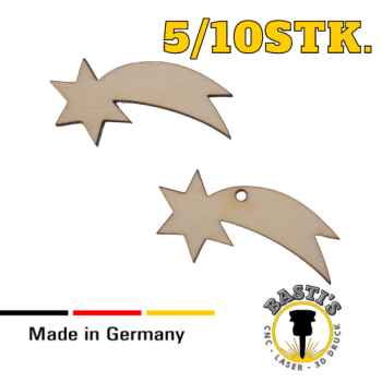 Sternschnuppe aus Holz 3-10cm